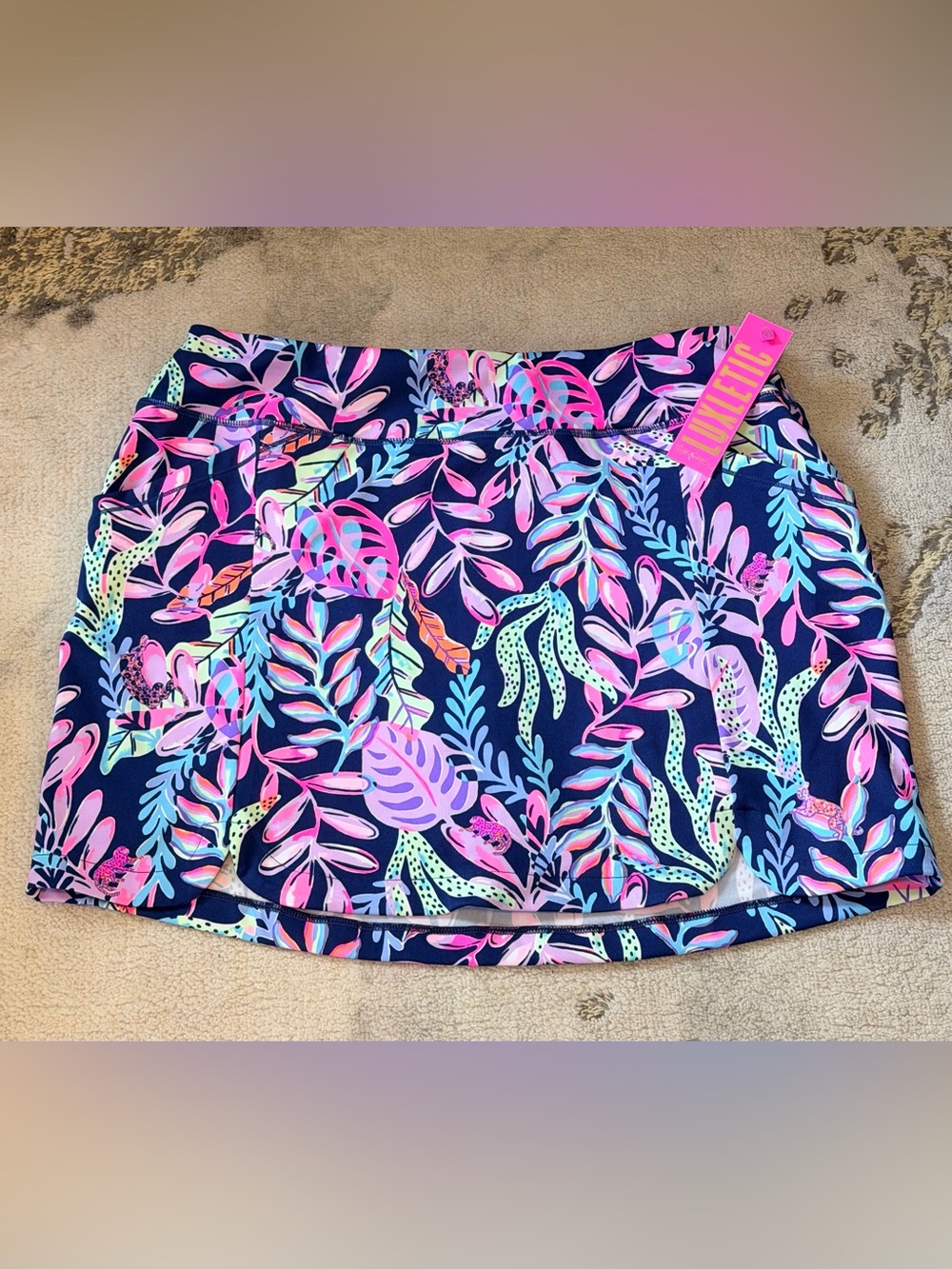 NWT Lilly Pulitzer Sabbia UPF50 Skort Youve Been Spotted Navy Sz XL